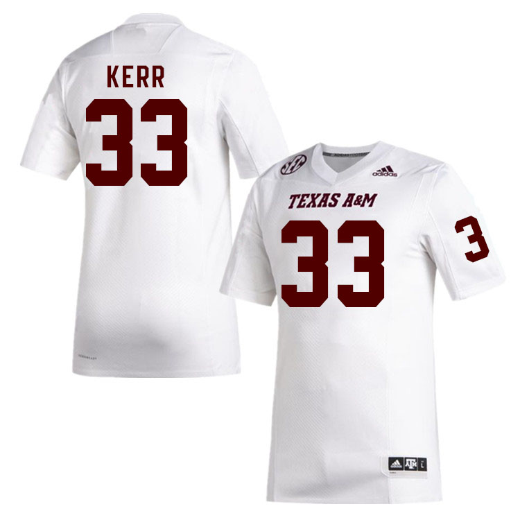 Men #33 Jarred Kerr Texas A&M Aggies College Football Jerseys Stitched Sale-White - Click Image to Close